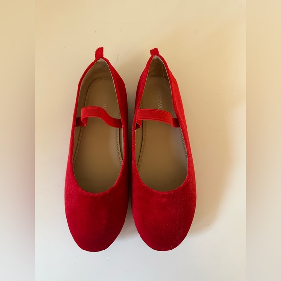 Red Velour Ballet Flats - Picture 3 of 3